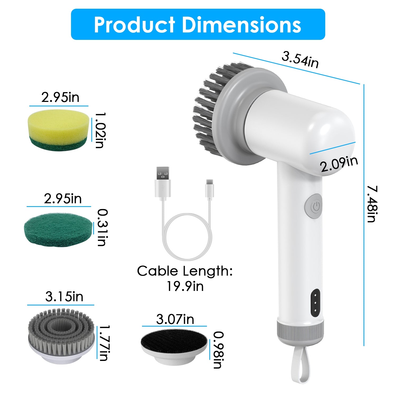 Electric Spin Scrubber - Cordless  Cleaning Bursh for Kitchen & Bathroom