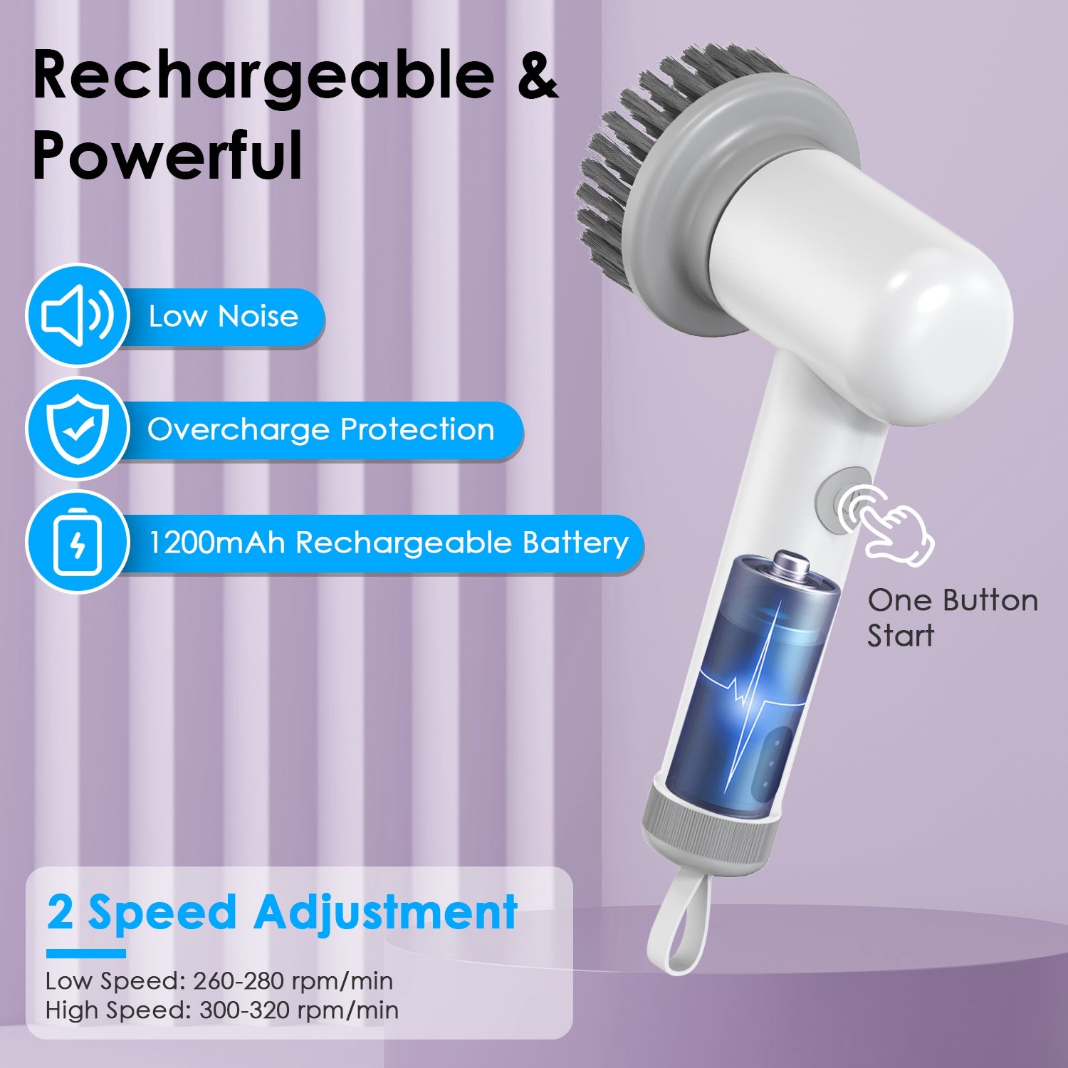 Electric Spin Scrubber - Cordless  Cleaning Bursh for Kitchen & Bathroom