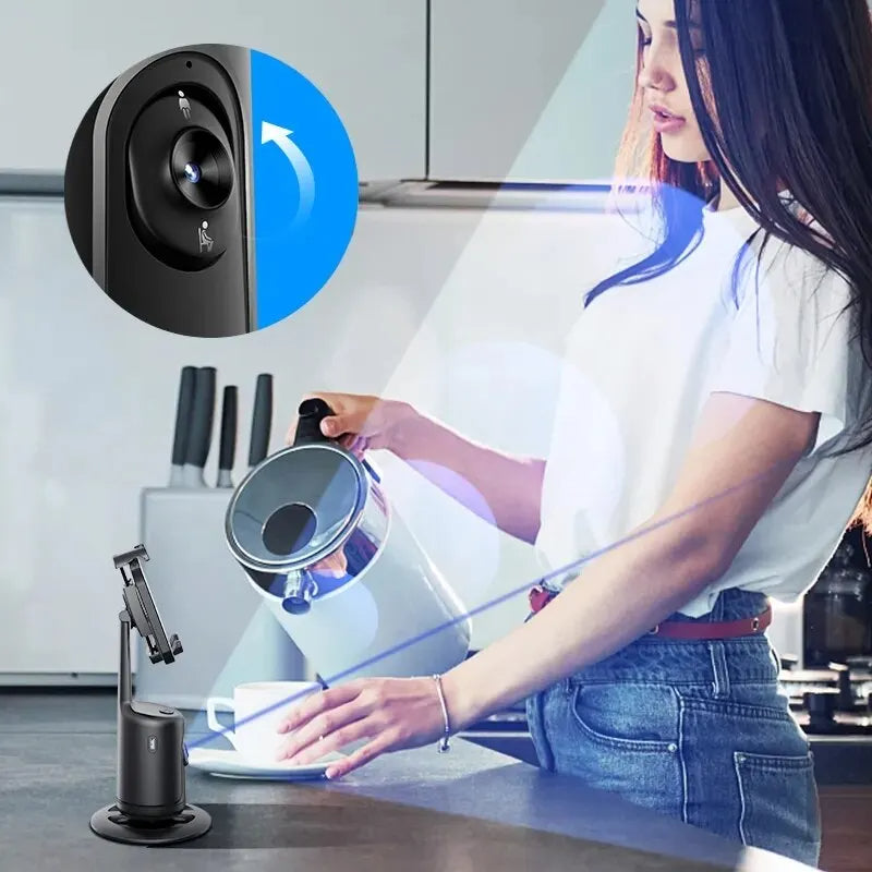 360° AI face tracking gimbal holding smartphone with stabilizer for hands-free filming