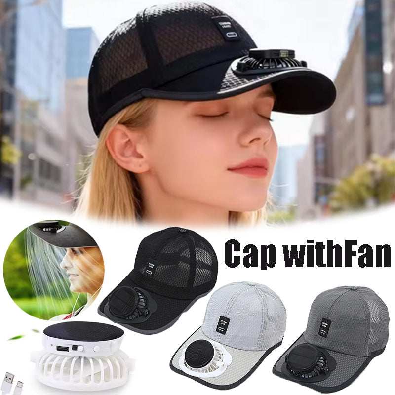 Solar USB Rechargeable Fan Hat