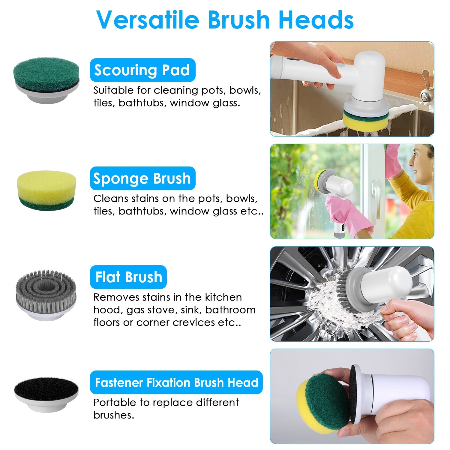 Electric Spin Scrubber - Cordless  Cleaning Bursh for Kitchen & Bathroom
