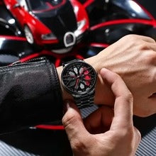 Car Wheel Watch, Stainless Steel Rim Watch With Japanese Quartz Movement, Waterproof Sports Wrist Watch, Racing Watch For Men/Car Enthusiast
