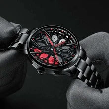 Car Wheel Watch, Stainless Steel Rim Watch With Japanese Quartz Movement, Waterproof Sports Wrist Watch, Racing Watch For Men/Car Enthusiast