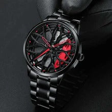 Car Wheel Watch, Stainless Steel Rim Watch With Japanese Quartz Movement, Waterproof Sports Wrist Watch, Racing Watch For Men/Car Enthusiast